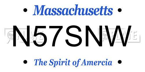 N57SNW Massachusetts License Plate