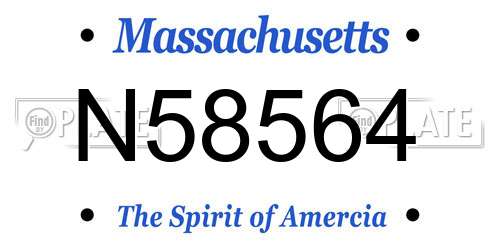 N58564 Massachusetts License Plate