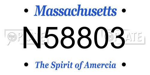 N58803 Massachusetts License Plate