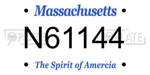 N61144 Massachusetts License Plate