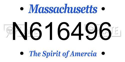 N616496 Massachusetts License Plate