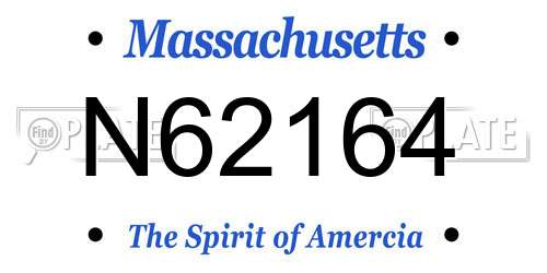 N62164 Massachusetts License Plate