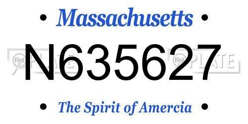 N635627 Massachusetts License Plate