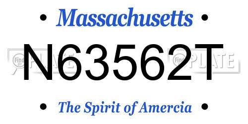 N63562T Massachusetts License Plate