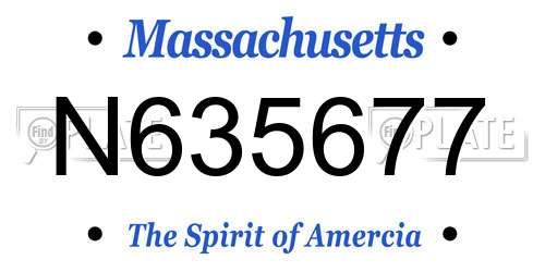 N635677 Massachusetts License Plate