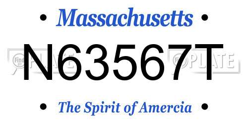 N63567T Massachusetts License Plate
