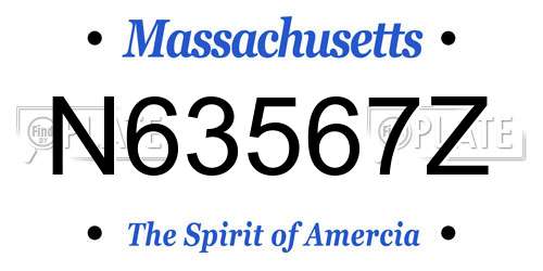N63567Z Massachusetts License Plate