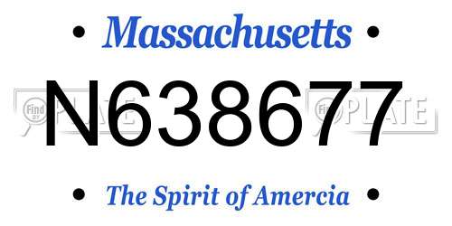 N638677 Massachusetts License Plate