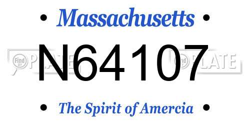 N64107 Massachusetts License Plate