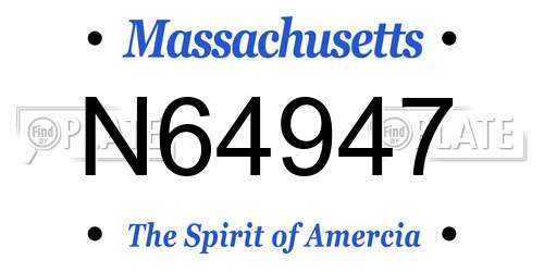 N64947 Massachusetts License Plate