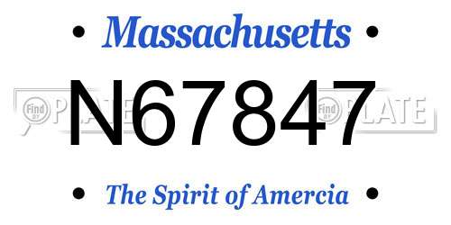 N67847 Massachusetts License Plate