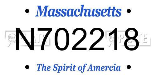 N702218 Massachusetts License Plate