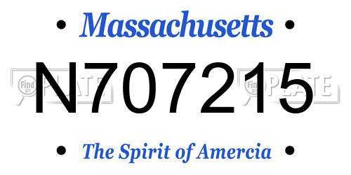 N707215 Massachusetts License Plate