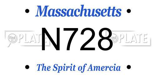 N728 Massachusetts License Plate