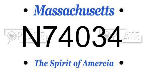 N74034 Massachusetts License Plate
