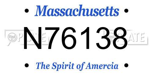 N76138 Massachusetts License Plate