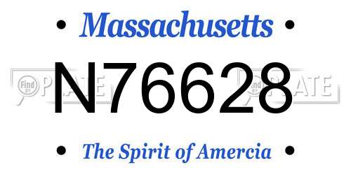 N76628 Massachusetts License Plate