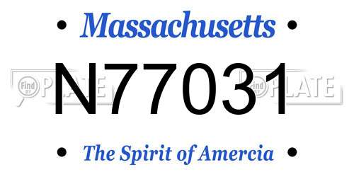 N77031 Massachusetts License Plate