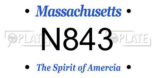 N843 Massachusetts License Plate