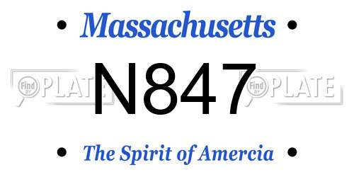 N847 Massachusetts License Plate