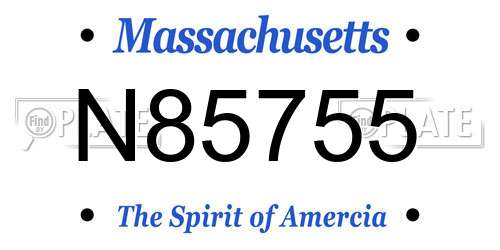 N85755 Massachusetts License Plate