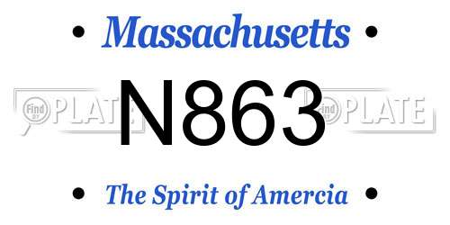 N863 Massachusetts License Plate