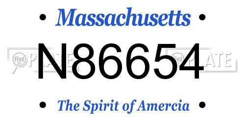 N86654 Massachusetts License Plate