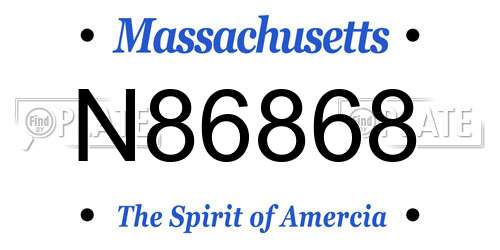 N86868 Massachusetts License Plate