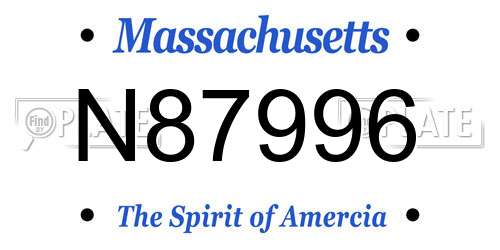 N87996 Massachusetts License Plate