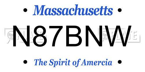 N87BNW Massachusetts License Plate