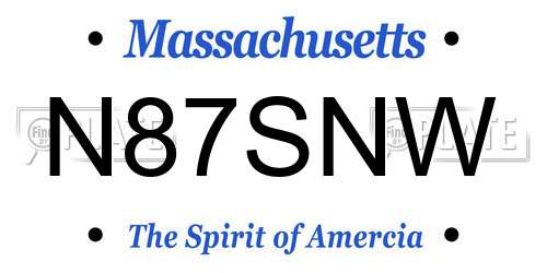 N87SNW Massachusetts License Plate