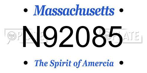 N92085 Massachusetts License Plate