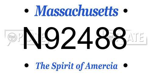 N92488 Massachusetts License Plate