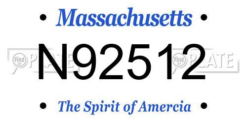 N92512 Massachusetts License Plate