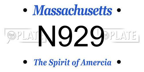 N929 Massachusetts License Plate