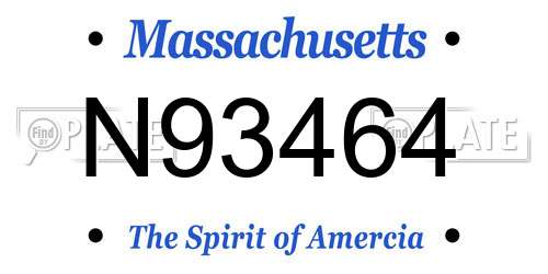 N93464 Massachusetts License Plate