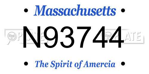 N93744 Massachusetts License Plate