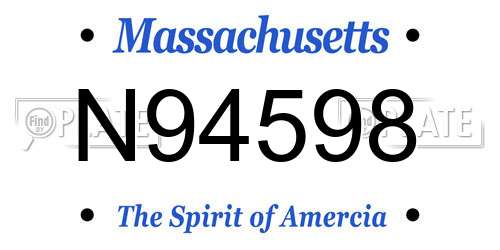 N94598 Massachusetts License Plate