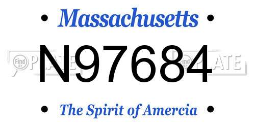 N97684 Massachusetts License Plate