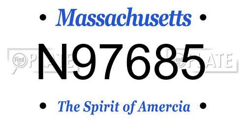 N97685 Massachusetts License Plate