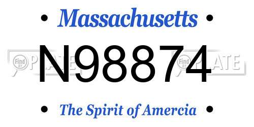 N98874 Massachusetts License Plate