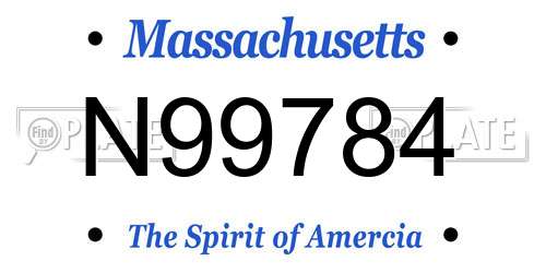N99784 Massachusetts License Plate