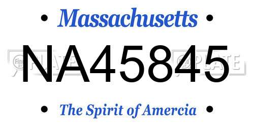 NA45845 Massachusetts License Plate