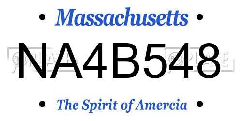 NA4B548 Massachusetts License Plate