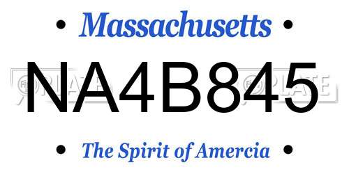 NA4B845 Massachusetts License Plate