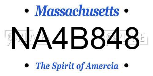 NA4B848 Massachusetts License Plate