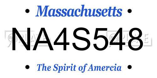 NA4S548 Massachusetts License Plate