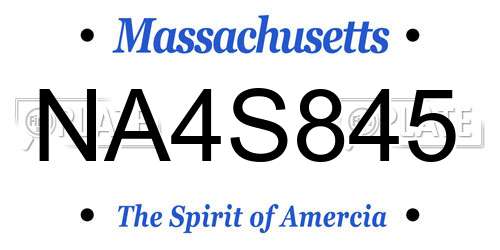 NA4S845 Massachusetts License Plate
