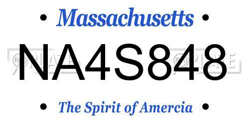 NA4S848 Massachusetts License Plate
