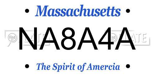 NA8A4A Massachusetts License Plate